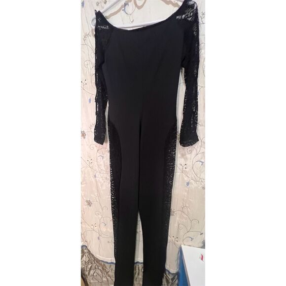 SHEIN Women's Off-Shoulder Black Jumpsuit M Long Sleeve Party Wear - Picture 3 of 6